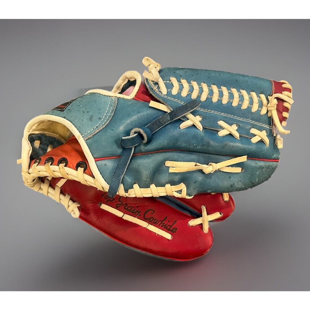 VTG B-Line B Line Baseball Glove Red White Blue Leather Custom Built 900 Taiwan